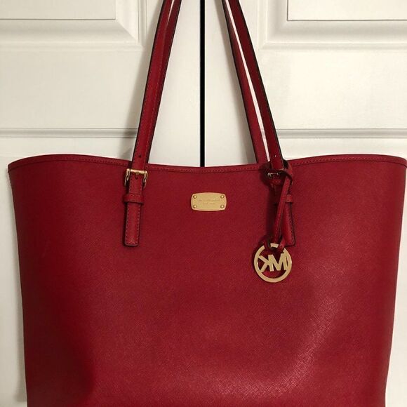 ‎Michael Kors Jet Set Medium Tote Bag Red - Picture 10 of 16